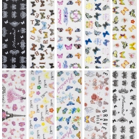 Folie Transferowe 10 Sztuk XKZ 29-11 - Kolorowe Kwiaty Motylki